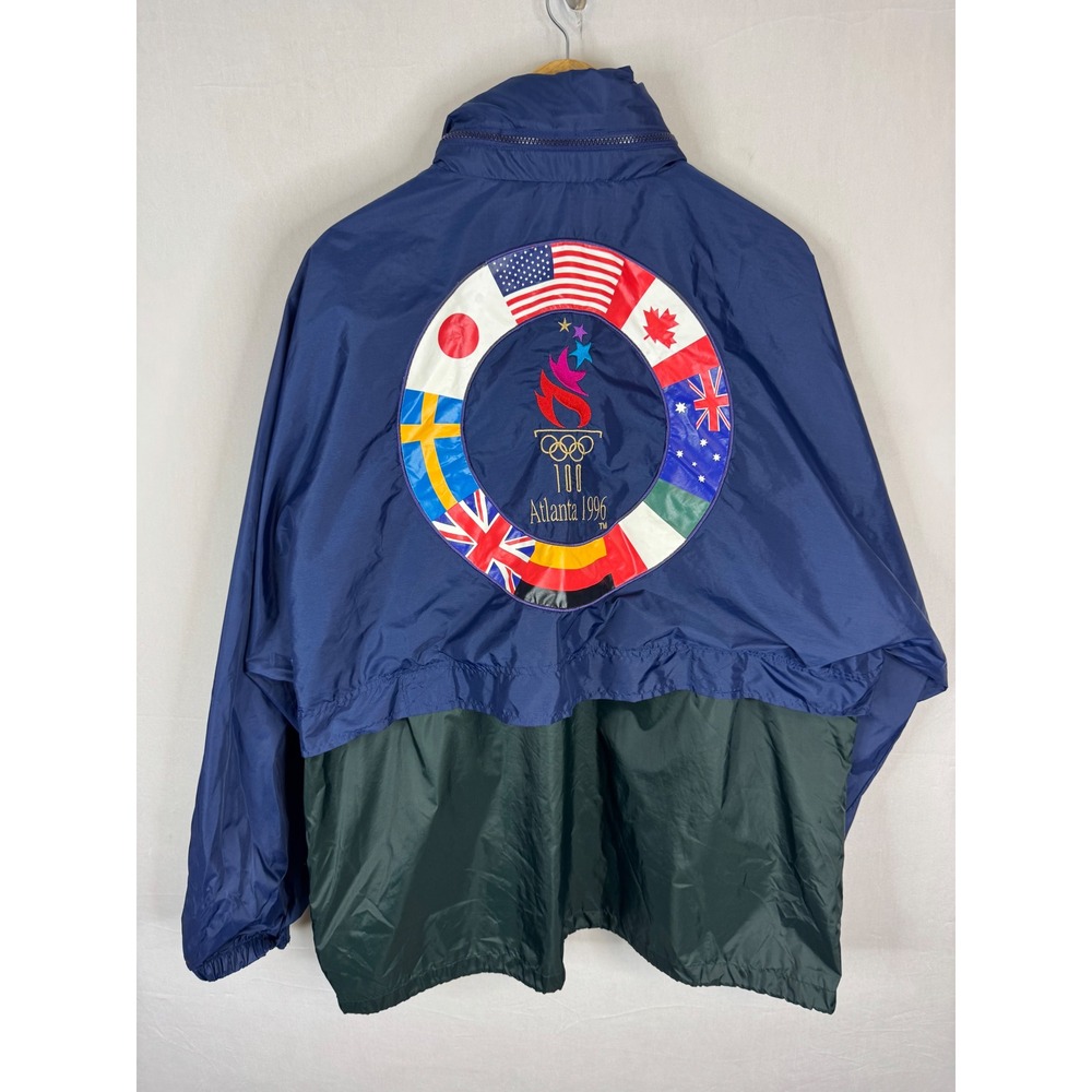 Vintage‎ Speedo 1996 Atlanta Olympic Games Windbreaker Jacket Navy Green Large